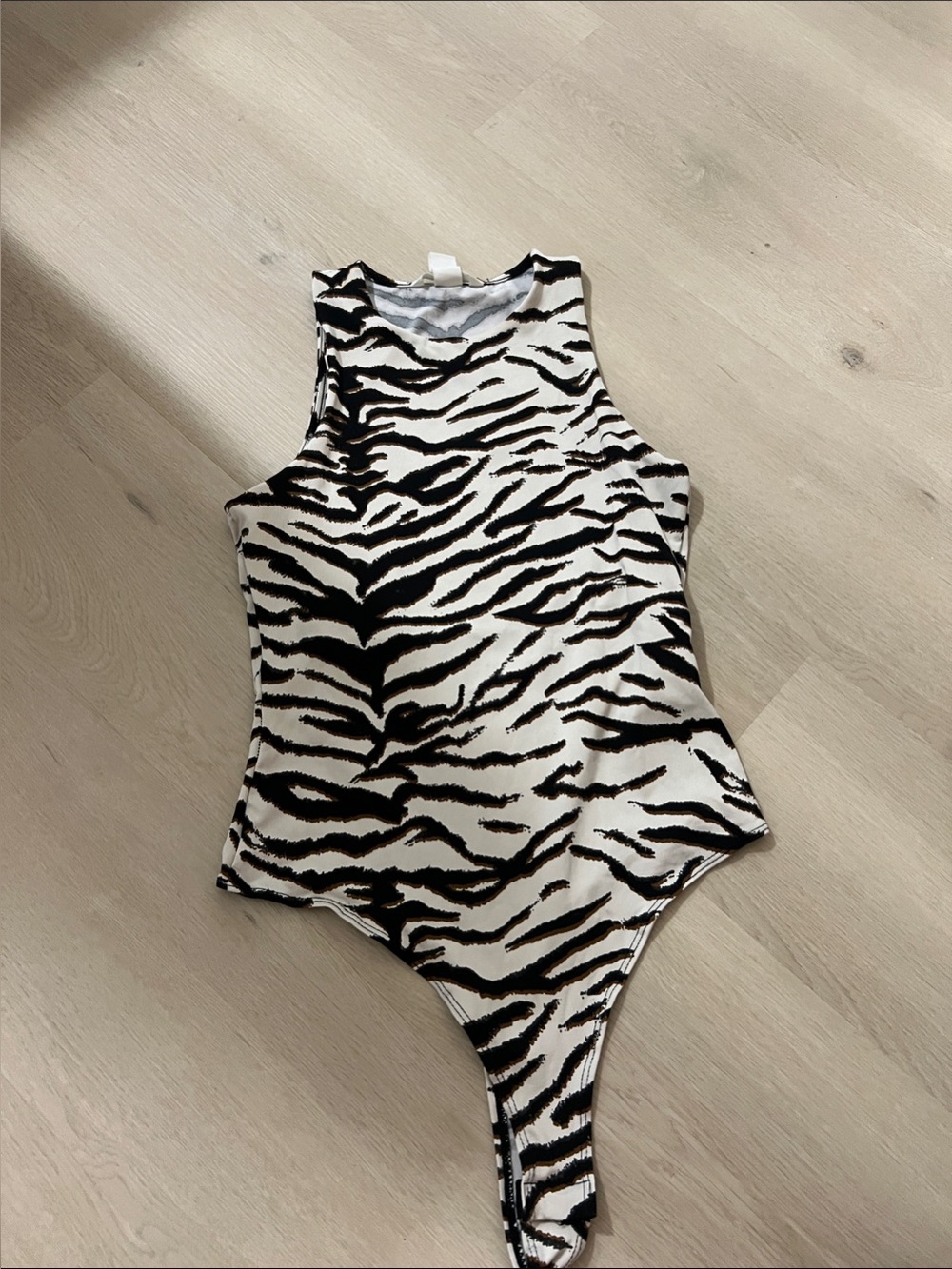 H&M Zebra-Print Sleeveless Bodysuit - Black & White